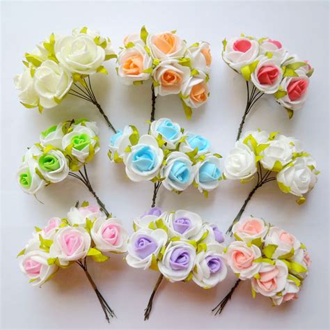 3cm Two Tone Color Artificial Pe Foam Rose Flower Bridal Bouquet For