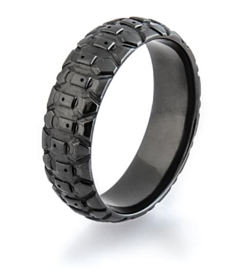 Performance motorcycle tires that are manufactured specifically for the front and the rear of the motorcycle may not only have different tread patterns, but also different tread pattern directions. Men's Black Dirt Bike Tire Tread Ring - Titanium-Buzz