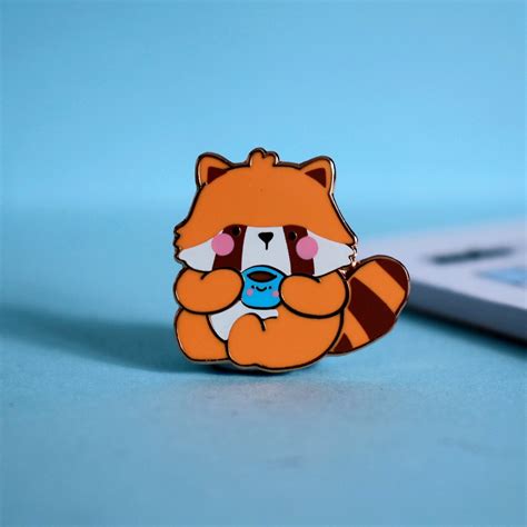 Cute Red Panda Enamel Pin Kawaii Red Panda Pin Rose Gold Etsy