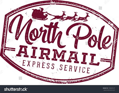 North Pole Santa Airmail Stamp Stock Vector Royalty Free 745829137 Shutterstock Posta