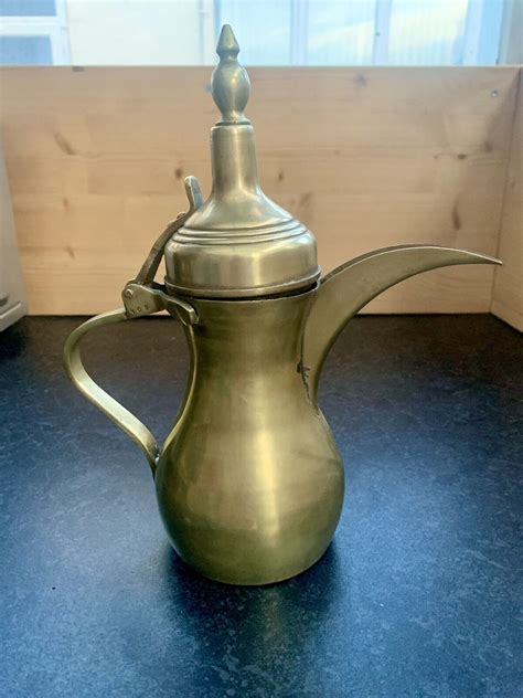 Large Antique Brass Dallah Coffee Pot Arabic Turkish Islamic Middle