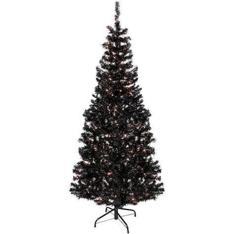 Northlight 4 Ft Black Pre Lit Tinsel Artificial Christmas Tree With 70