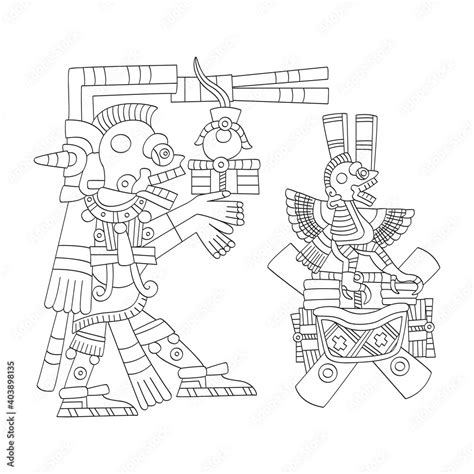 Vector Image With Aztec God Mictlantecutligod Of The Dead And The