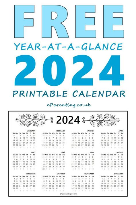 Year At A Glance Calendar 2024 Free Printable Printable Kids