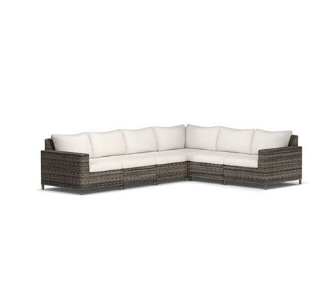 Torrey All Weather Wicker 6 Piece Square Arm Sectional Set With Cushion