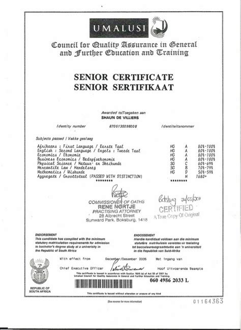 Umalusi Matric Certificate Pdf Coloured National Senior Certificate