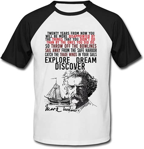 Teesquare1st Mens Mark Twain Explore Quote Black Short Sleeved T Shirt