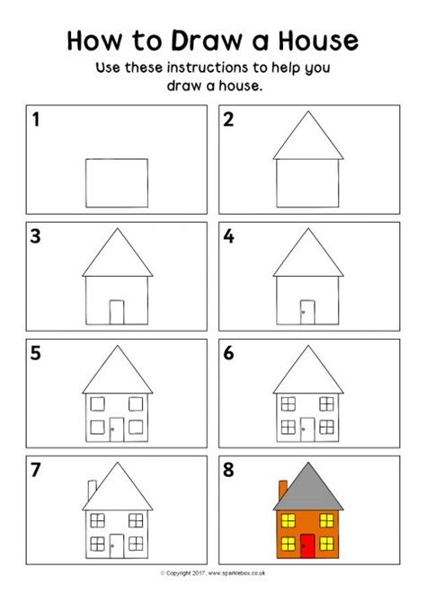 How To Draw A House Instructions Sheet Sb12162 Sparklebox