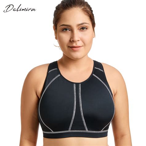 Womens High Impact Full Support Wire Free Molded Cup Active Plus Size