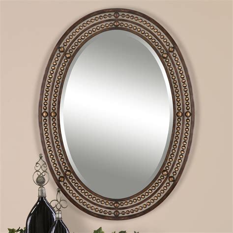 Shop Uttermost Matney Distressed Bronze Metal Oval Framed Mirror Free