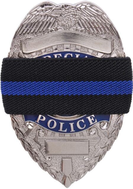Black Thin Blue Line Elastic Police Law Enforcement Officer Badge