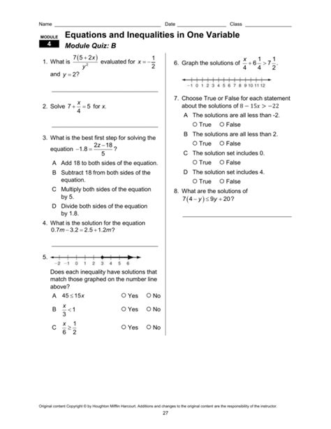 Module Solving Linear Equations Quiz D Answer Key Tessshebaylo