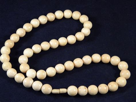 Antique Chinese Ivory Necklace Round Bead Lot 0278
