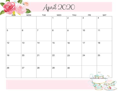 Calendar For April 2020 Printable Calendar Design Calendar