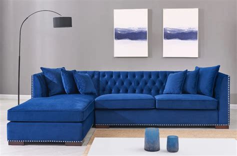 Royal Blue Velvet Corner Sofa Jessearundale