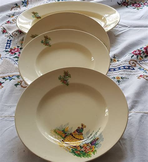 Woods Ivory Ware Platter And Three Plates Made In England Crinoline Lady Etsy UK