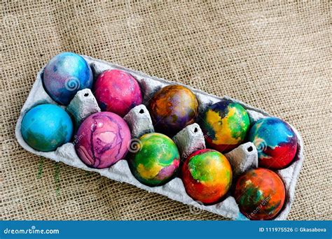 Easter Eggs And Cake On Hessian Background Stock Photo Image Of Event