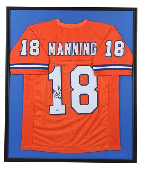 Lot Detail Denver Broncos No 18 Peyton Manning Framed Autographed