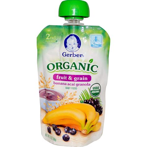 Gerber Organic Baby Food Fruit And Grain Banana Acai Granola 35 Oz