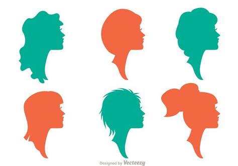 Silhouette Woman With Hairstyles Vectors Pack 1 83504 Vector Art At