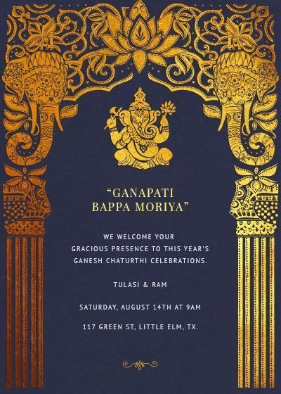 ganesh chaturthivinyaka chavithi invitation hindu