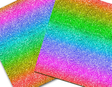 Rainbow Glitter Digital Papers Multi Colored Ombre Glitter Etsy