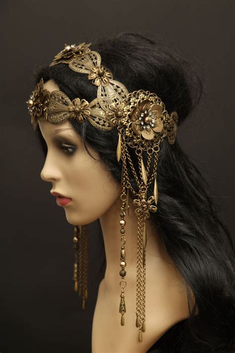Filigree Bronze Art Nouveau Headpiece Headband Tiara Crown Etsy