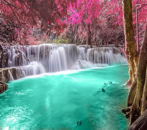 Waterfall Autumn Emerald Forest River Hd Wallpaper Peakpx