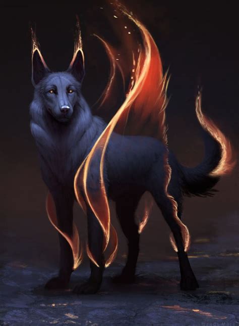 Mythical Fire Wolf Pinturas De Animales Género Fantástico Anime Wolf