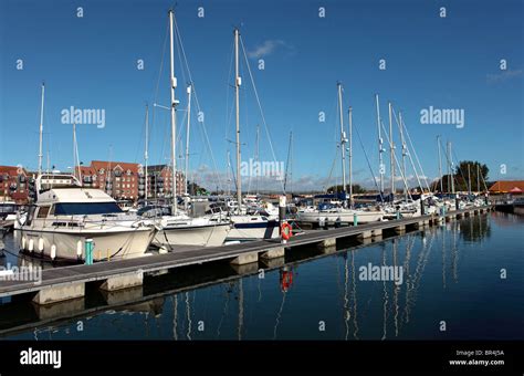 White Yachts With Tall Masts In Weymouth Harbour Home To The 2010