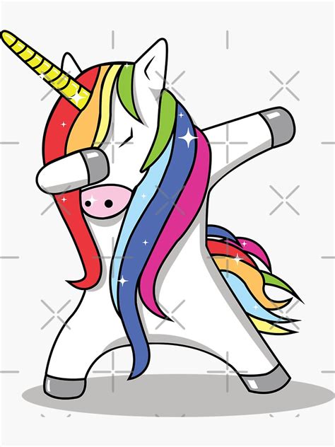 Rainbow Sparkle Dabbing Unicorn Sticker For Sale By Thisonashirt