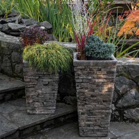 Stacked Stone Planter Large Cast Artifacts Uniquely Terrific