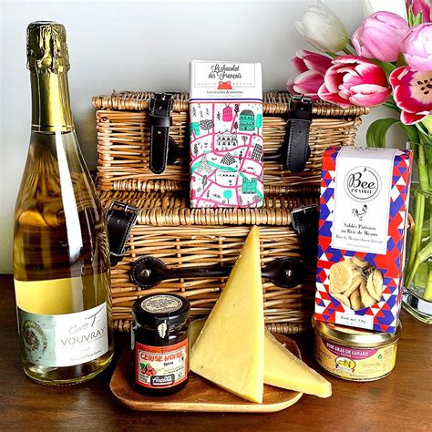 Luxury French Hamper With Sparkling Wine Cheese Biscuits Cherry