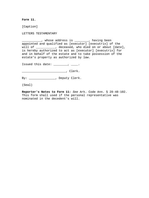 Arkansas Letters Testamentary Form Fill Out And Sign Printable Pdf
