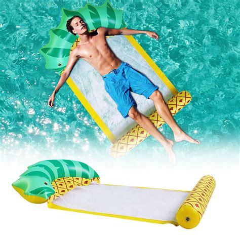 Inflatable Float Hammock Swimming Pool Pineapple Floating Row Foldable Pool Float Lounge For