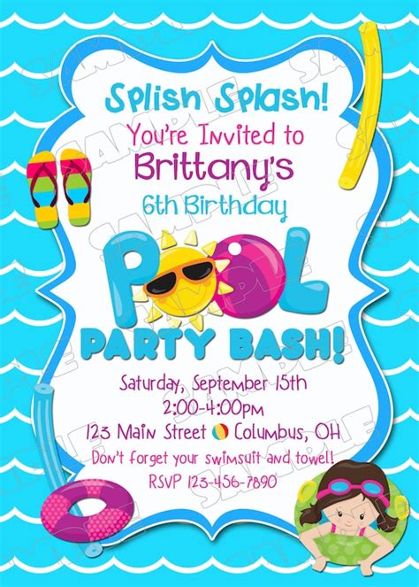 Pool Party Invitation Swim Party Swimming Birthday Party Etsy