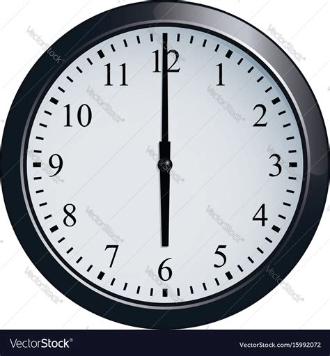 Wall Clock Set At 6 O Clock Royalty Free Vector Image