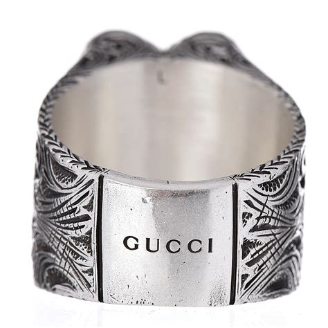 Gucci Sterling Silver Engraved Heart Ring 60 925 494163