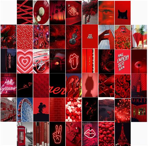 Buy 50pcs Aesthetic Wall Collage Kit 50 Set 4x6 Inch Red Black Vsco