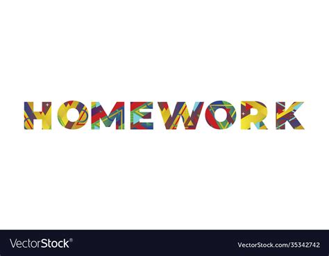 Homework Concept Retro Colorful Word Art Vector Image