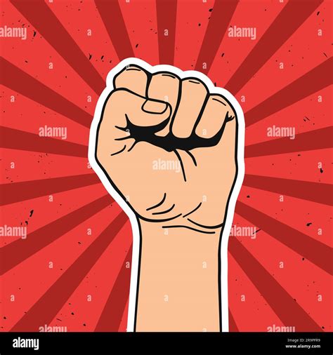 Vector Illustration In Retro Style Of Clenched Fist Held High In