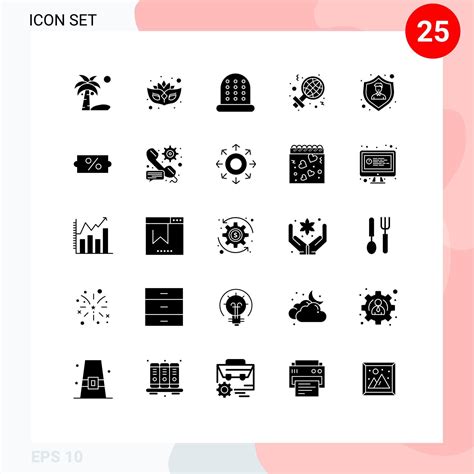 Stock Vector Icon Pack mit 25 Zeilenzeichen und Symbolen für Rabatt