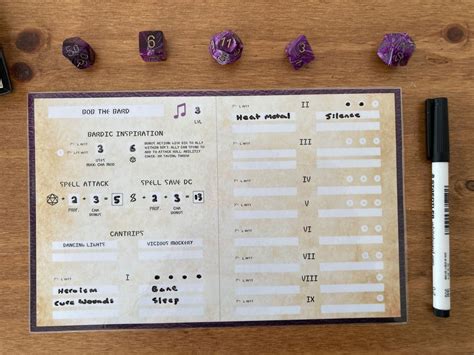 Dnd 5e Bard Spell And Ability Tracker Book Of Verses Uk Etsy Uk