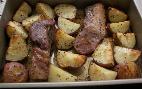 Rub olive oil over pork and season with salt and pepper. Roasted Pork Loin and Potato Quarters | Quick & Easy Recipes