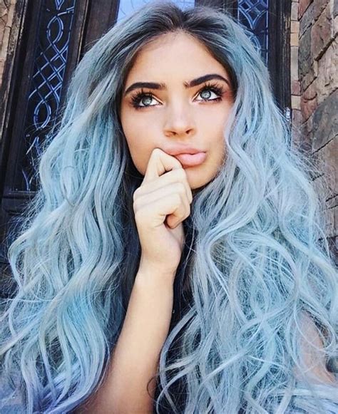 Beautiful Blue Colored Hair Cute Cute Girl Image