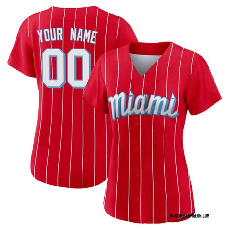 Womens Miami Marlins Custom Red 2021 City Connect Jersey Replica