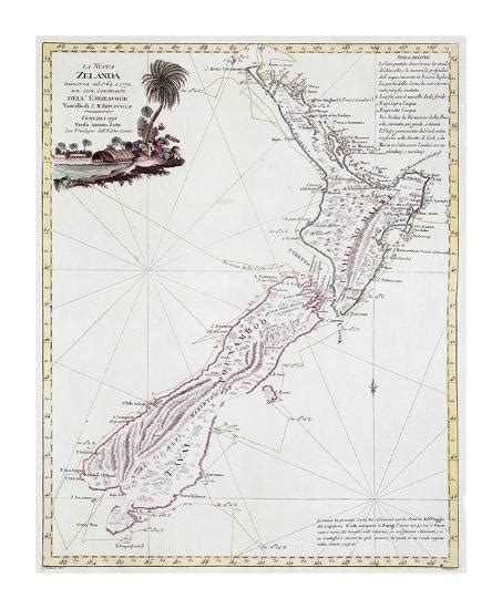 Map Of New Zealand 1778 Premium Giclee Print Antonio Zatta