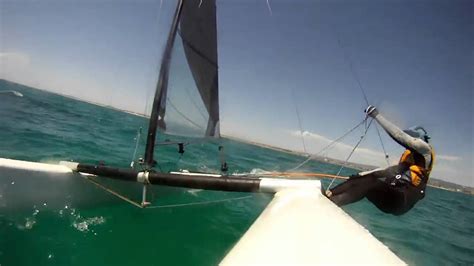 A Class Catamaran Tacking And Upwind Race Youtube