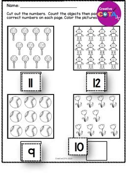 No Prep Cut and Paste Math Worksheets Numbers 1-20 by CreativeCOTA LLC