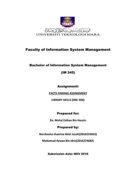 Contoh Cover Page Assignment Uitm Word Imagesee